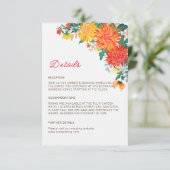 Pastel Sinaasappel Geel Lente Dahlia Bloemen Bruil Informatiekaartje (Staand voorkant)