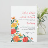 Pastel Sinaasappel Geel Lente Dahlia Bloemen Bruil Kaart (Staand voorkant)
