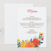 Pastel Sinaasappel Geel Lente Dahlia Bloemen Bruil Menu (Voorkant / Achterkant)