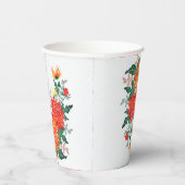 Pastel Sinaasappel Geel Lente Dahlia Bloemen Bruil Papieren Bekers (Rechts)