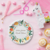 Pastel Sinaasappel Geel Lente Dahlia Bloemen Bruil Papieren Bordje (Feest)