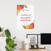 Pastel Sinaasappel Geel Lente Dahlia Bloemen Bruil Poster (Thuiskantoor)