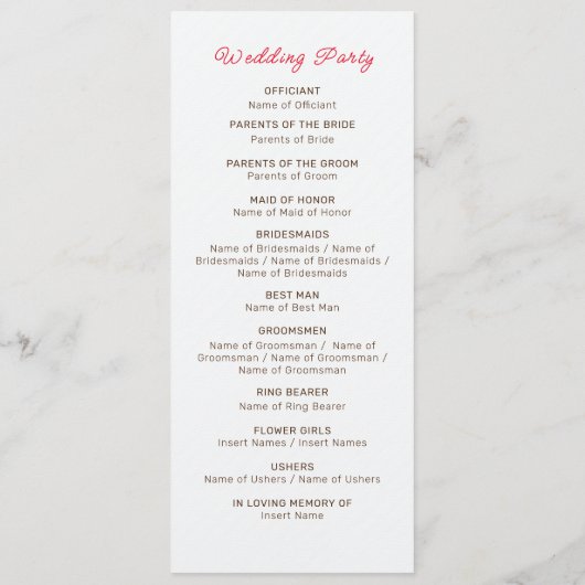 Pastel Sinaasappel Geel Lente Dahlia Bloemen Bruil Programmakaart (Achterkant)