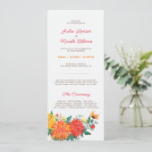 Pastel Sinaasappel Geel Lente Dahlia Bloemen Bruil Programmakaart (Staand voorkant)