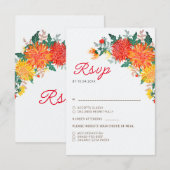 Pastel Sinaasappel Geel Lente Dahlia Bloemen Bruil RSVP Kaartje (Voorkant / Achterkant)