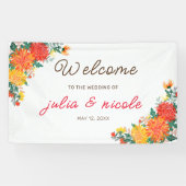 Pastel Sinaasappel Geel Lente Dahlia Bloemen Bruil Spandoek (Horizontaal)