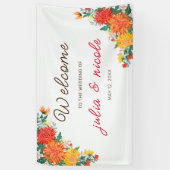 Pastel Sinaasappel Geel Lente Dahlia Bloemen Bruil Spandoek (Verticaal)