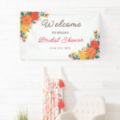 Pastel Sinaasappel Geel Lente Dahlia Bloemen Bruil Spandoek (Insitu)