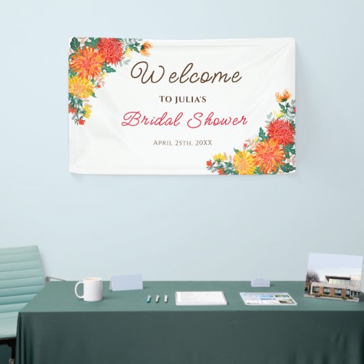 Pastel Sinaasappel Geel Lente Dahlia Bloemen Bruil Spandoek (Beurs)