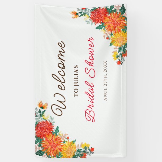 Pastel Sinaasappel Geel Lente Dahlia Bloemen Bruil Spandoek (Verticaal)