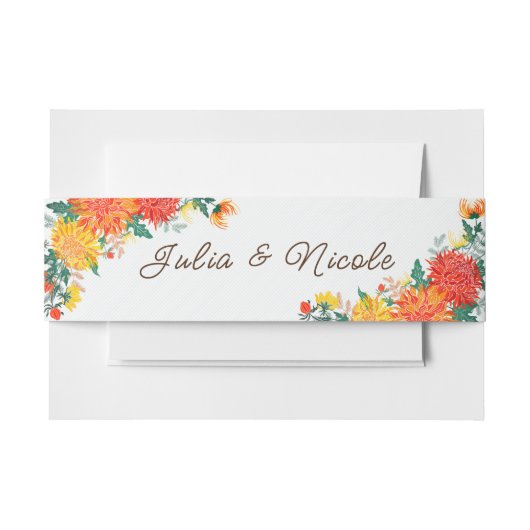 Pastel Sinaasappel Geel Lente Dahlia Bloemen Bruil Uitnodigingen Wikkel (Voorkant Voorbeeld)