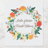 Pastel Sinaasappel Geel Lente Dahlia Bloemen Bruil Wijn Etiket (Enkel label)