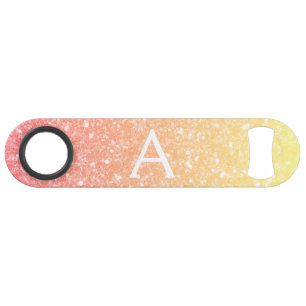 Pastel Sinaasappel Glitter & Sparkle Monogram Speed Flessenopener