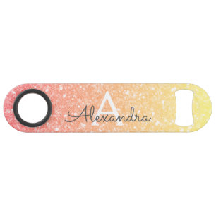 Pastel Sinaasappel Gouden Glitter & Sparkle Monogr Speed Flessenopener