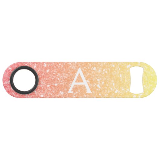 Pastel Sinaasappel Gouden Glitter & Sparkle Monogr Speed Flessenopener (Voorkant (Horizontaal))