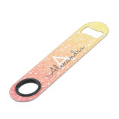 Pastel Sinaasappel Gouden Glitter & Sparkle Monogr Speed Flessenopener (Achterkant Gekanteld)