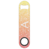 Pastel Sinaasappel Gouden Glitter & Sparkle Monogr Speed Flessenopener (Voorkant)