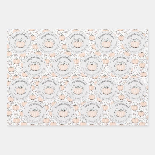 Pastel Sinaasappel & Grijs Mama om gefeliciteerd t Inpakpapier Vel (Voorkant)