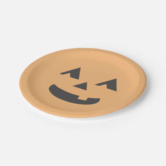Pastel sinaasappel jack-o-lantaarn halloween party papieren bordje (Gekanteld)