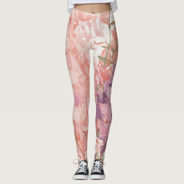 Pastel sinaasappel Kleine bloemblaadjes Bloemkunst Leggings