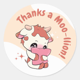 Pastel Sinaasappel Koe Witte Wolk Dank u Ronde Sticker