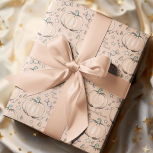 Pastel Sinaasappel Lief Kleine Pompoen Baby Cadeaupapier