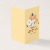 Pastel Sinaasappel Little Pumpkin Baby aankondigin Kaart (Buitenkant)