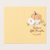 Pastel Sinaasappel Little Pumpkin Baby aankondigin Kaart (Buitenkant ongevouwen)