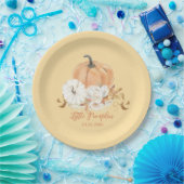 Pastel Sinaasappel Little Pumpkin Baby shower Papieren Bordje (Feest)