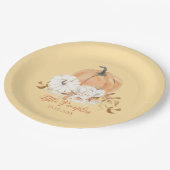 Pastel Sinaasappel Little Pumpkin Baby shower Papieren Bordje (Gekanteld)