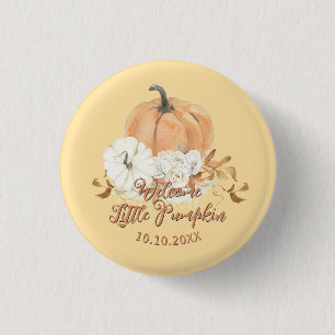 Pastel Sinaasappel Little Pumpkin Baby shower Ronde Button 3,2 Cm