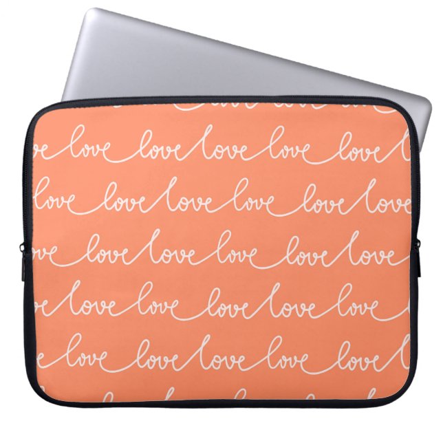 PASTEL SINAASAPPEL MET WIT LIEFDESSCRIPT LAPTOP SLEEVE (Voorkant)