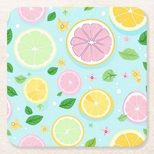 Pastel Sinaasappel Patroon Kartonnen Onderzetters (Voorkant)