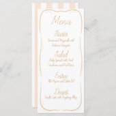 Pastel Sinaasappel Rand Gestreept Trouwmenu Menu (Voorkant / Achterkant)