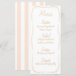 Pastel Sinaasappel Rand Gestreept Trouwmenu Menu