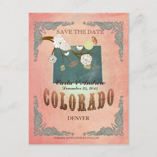 Pastel Sinaasappel Save the Date - Kaart met prach (Voorkant)