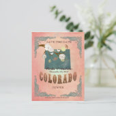 Pastel Sinaasappel Save the Date - Kaart met prach (Staand voorkant)