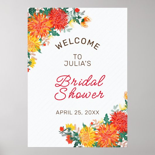 Pastel Sinaasappel Spring Dahlia Flowers Vrijgezel Poster (Voorkant)