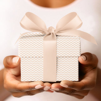Pastel Sinaasappel & Witte Chevron Stripe Baby sho Cadeaupapier