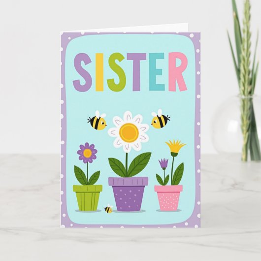 Pastel Sisters Day Bloemkaart Kaart (Voorkant)