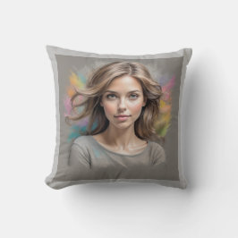 Pastel Sketch Grijs Sierkussen