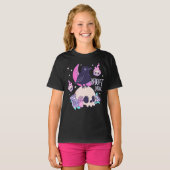 Pastel Skull and Crow Night Mode Goth T-shirt (Voorkant volledig)
