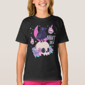 Pastel Skull and Crow Night Mode Goth T-shirt (Voorkant)