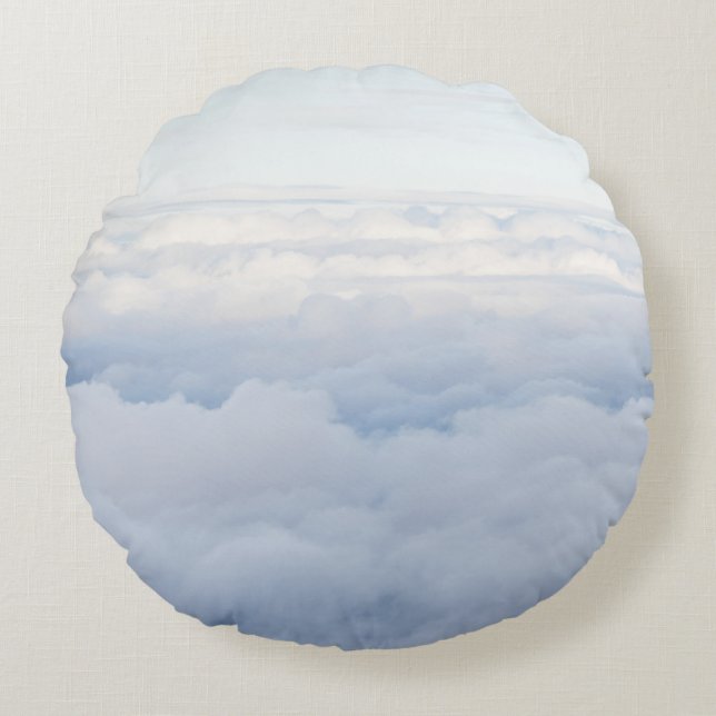 Pastel Sky and Fluffy Clouds Dream 1 Rond Kussen (Voorkant)