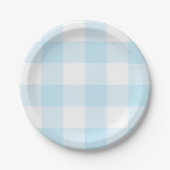 Pastel Sky Blue Gingham Pset Pattern Papieren Bordje (Voorkant)