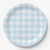 Pastel Sky Blue Gingham Pset Pattern Papieren Bordje (Voorkant)