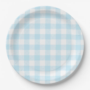 Pastel Sky Blue Gingham Pset Pattern Papieren Bordje