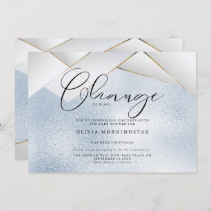 Pastel Sky Blue Pearl Facets Postponed Shower Kaart