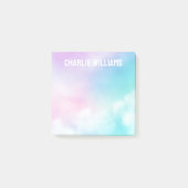 Pastel sky clouds moderne naam post-it® notes (Voorkant)