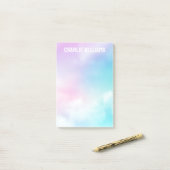 Pastel sky clouds moderne naam post-it® notes (Op bureau)